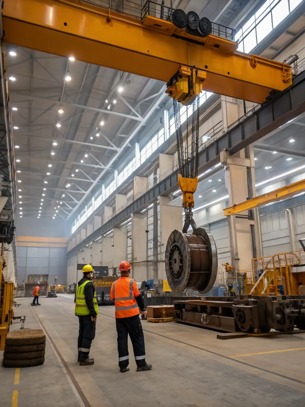 A photograph of specialized equipment being used to move heavy machinery within an industrial setting, highlighting Déménagement et Entreposage A.M. Inc.'s expertise in industrial moves.